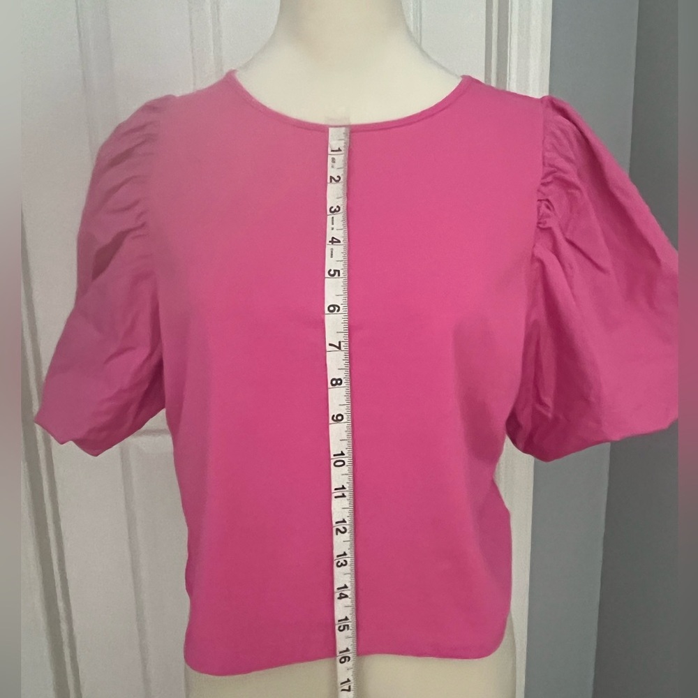 Puff sleeve cropped shirt